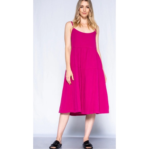 WILT Tiered Gauze Shift Dress in Peach Size XS - Picture 1 of 8